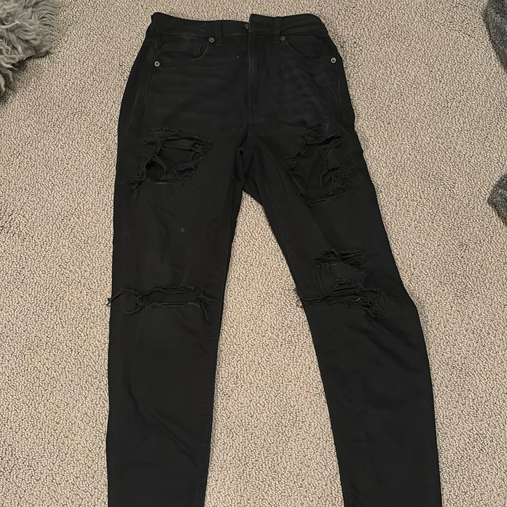 black american eagle ripped jeans, high waisted